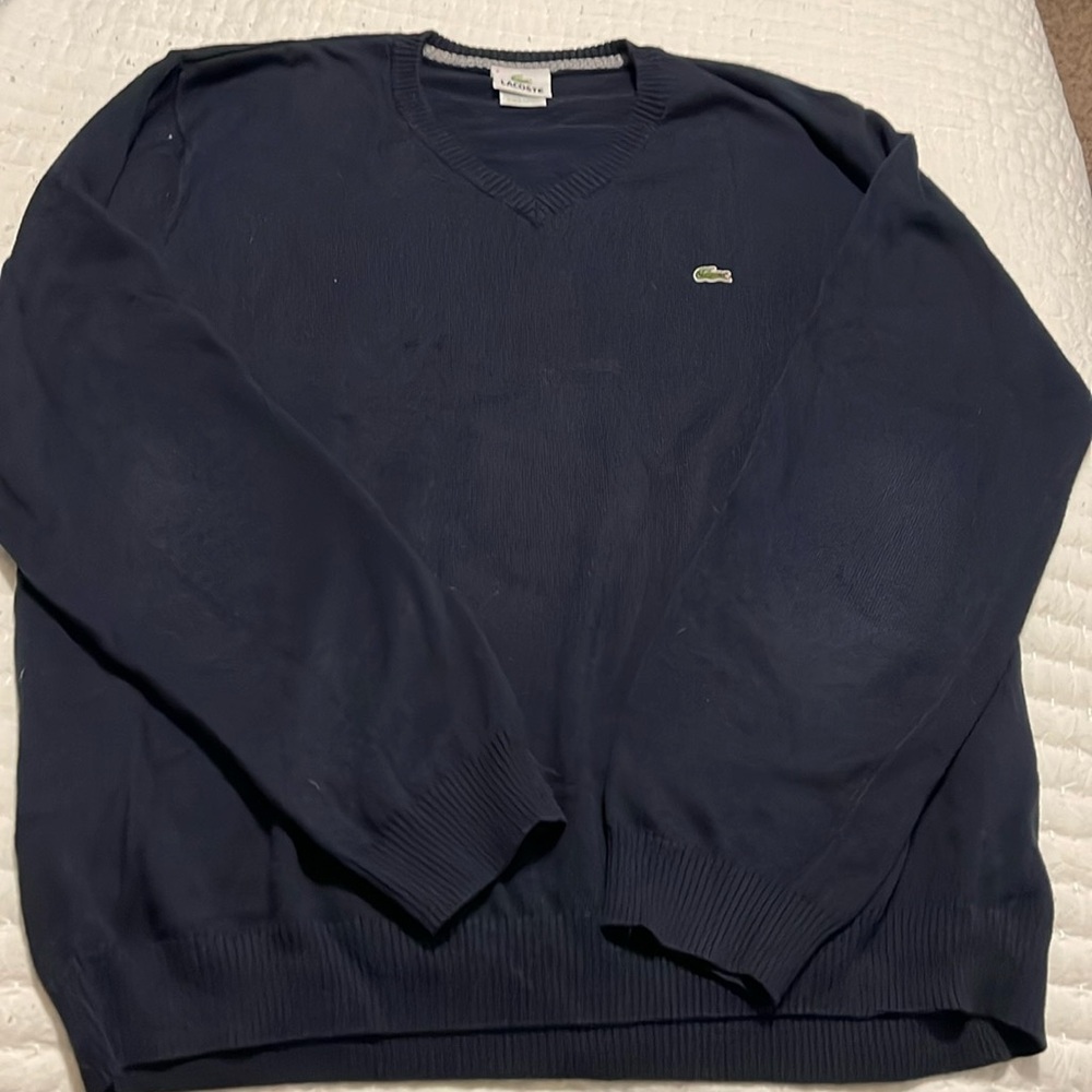 Men’s Lacoste Cotton V-Neck Sweater EUC